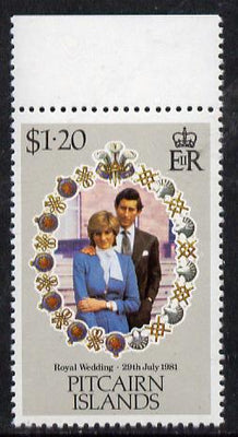 Pitcairn Islands 1981 Royal Wedding $1.20 with inverted watermark unmounted mint marginal SG 221w