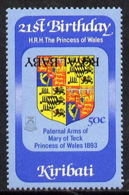 Kiribati 1982 Royal Baby opt on 50c 21st Birthday with ROYAL BABY opt inverted unmounted mint SG 187a