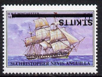 St Kitts 1980 Ships 55c with overprint inverted unmounted mint SG 45a