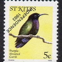 St Kitts 1983 Purple-throated Carib 5c with Independence opt inverted (reading up) unmounted mint SG 118Bb