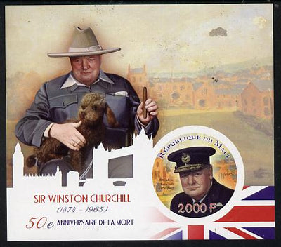 Mali 2015 Sir Winston Churchill imperf sheetlet containing circular-shaped value unmounted mint