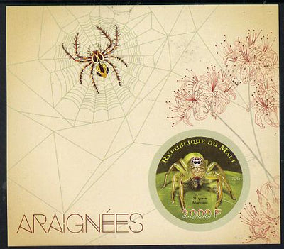 Mali 2015 Spiders imperf sheetlet containing circular-shaped value unmounted mint