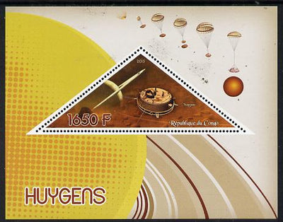 Congo 2015 Huygens Saturn Probe perf deluxe sheet containing one triangular value unmounted mint