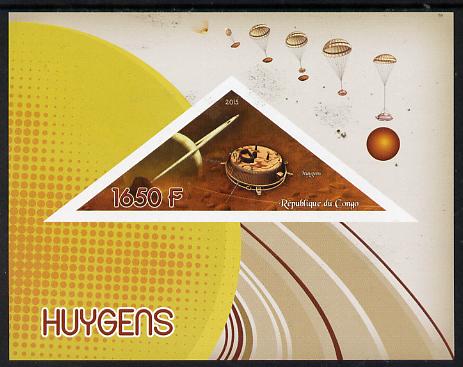 Congo 2015 Huygens Saturn Probe imperf deluxe sheet containing one triangular value unmounted mint