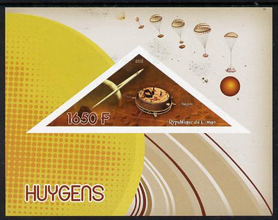Congo 2015 Huygens Saturn Probe imperf deluxe sheet containing one triangular value unmounted mint