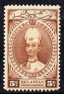Malaya - Kelantan 1937-40 Sultan Ismail Chef's Hat 5c mounted mint SG 43