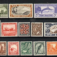 New Zealand 1935-36 Pictorial definitive set complete, 14 values with single watermark mounted mint SG 556-69