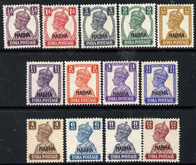 Indian States - Nabha 1941-45 KG6 opt'd set of 13 complete mounted mint SG 105-17