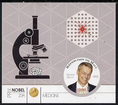 Mali 2015 Nobel prize for Medicine - Edvard Moser imperf sheet containing one circular shaped value unmounted mint