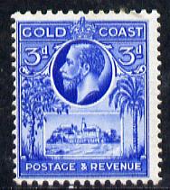Gold Coast 1928 KG5 Christiansborg Castle 3d bright blue mounted mint SG 108