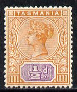 Tasmania 1892-99 QV Key Plate 1/2d orange & mauve mounted mint SG 216