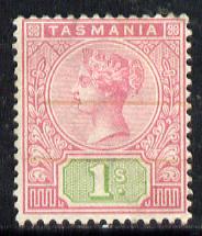 Tasmania 1892-99 QV Key Plate 1s rose & green mounted mint SG 221