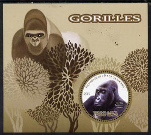 Madagascar 2015 Gorillas perf deluxe sheet containing one circular value unmounted mint