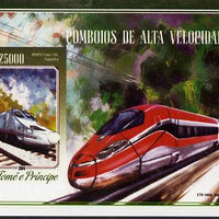 St Thomas & Prince Islands 2015 High Speed Trains #1 imperf deluxe m/sheet unmounted mint. Note this item is privately produced and is offered purely on its thematic appeal