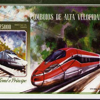 St Thomas & Prince Islands 2015 High Speed Trains #1 imperf deluxe m/sheet unmounted mint. Note this item is privately produced and is offered purely on its thematic appeal