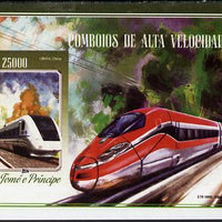 St Thomas & Prince Islands 2015 High Speed Trains #3 imperf deluxe m/sheet unmounted mint. Note this item is privately produced and is offered purely on its thematic appeal