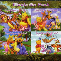 Chad 2015,Winnie The Pooh #1 imperf sheetlet containing 4 values unmounted mint. Note this item is privately produced and is offered purely on its thematic appeal. .