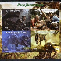 Chad 2015,Jurassic Park imperf sheetlet containing 4 values unmounted mint. Note this item is privately produced and is offered purely on its thematic appeal. .