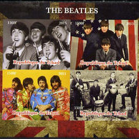 Chad 2015,The Beatles imperf sheetlet containing 4 values unmounted mint. Note this item is privately produced and is offered purely on its thematic appeal. .