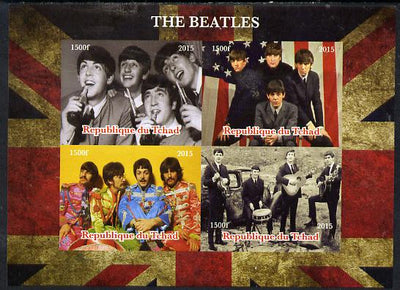Chad 2015,The Beatles imperf sheetlet containing 4 values unmounted mint. Note this item is privately produced and is offered purely on its thematic appeal. .
