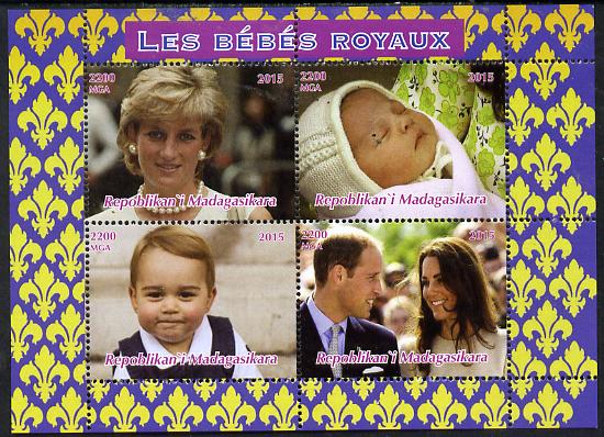 Madagascar 2015 Royal Babies perf sheetlet containing 4 values unmounted mint. Note this item is privately produced and is offered purely on its thematic appeal