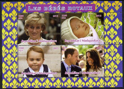 Madagascar 2015 Royal Babies perf sheetlet containing 4 values unmounted mint. Note this item is privately produced and is offered purely on its thematic appeal