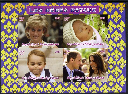 Madagascar 2015 Royal Babies imperf sheetlet containing 4 values unmounted mint. Note this item is privately produced and is offered purely on its thematic appeal