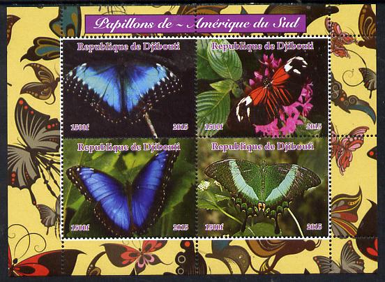 Djibouti 2015 Butterflies #3 perf sheetlet containing 4 values unmounted mint. Note this item is privately produced and is offered purely on its thematic appeal