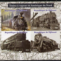 Djibouti 2015 Steam Locomotives of North America imperf sheetlet containing 4 values unmounted mint. Note this item is privately produced and is offered purely on its thematic appeal