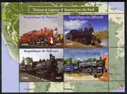 Djibouti 2015 Steam Locomotives of South America perf sheetlet containing 4 values unmounted mint. Note this item is privately produced and is offered purely on its thematic appeal