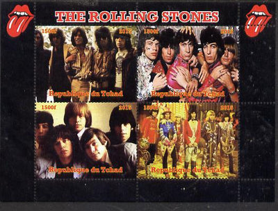 Chad 2015 The Rolling Stones perf sheetlet containing 4 values unmounted mint. Note this item is privately produced and is offered purely on its thematic appeal. .