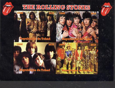 Chad 2015 The Rolling Stones imperf sheetlet containing 4 values unmounted mint. Note this item is privately produced and is offered purely on its thematic appeal. .