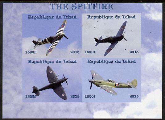 Chad 2015 The Spitfire imperf sheetlet containing 4 values unmounted mint. Note this item is privately produced and is offered purely on its thematic appeal. .