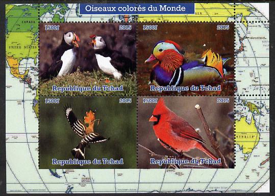 Chad 2015 Colourful Birds of the World perf sheetlet containing 4 values unmounted mint. Note this item is privately produced and is offered purely on its thematic appeal. .