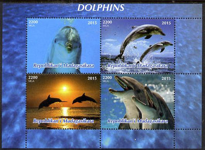 Madagascar 2015 Dolphins perf sheetlet containing 4 values unmounted mint. Note this item is privately produced and is offered purely on its thematic appeal