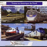 Djibouti 2015 Trains of North America imperf sheetlet containing 4 values unmounted mint. Note this item is privately produced and is offered purely on its thematic appeal