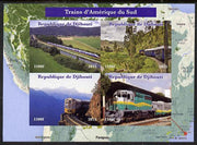 Djibouti 2015 Trains of South America imperf sheetlet containing 4 values unmounted mint. Note this item is privately produced and is offered purely on its thematic appeal