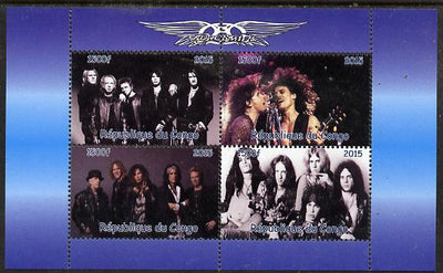 Congo 2015 Aerosmith #1 perf sheetlet containing 4 values unmounted mint. Note this item is privately produced and is offered purely on its thematic appeal