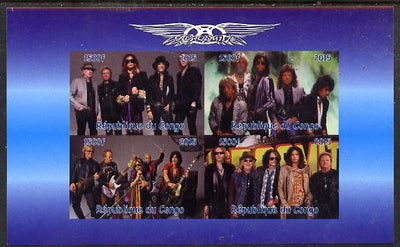 Congo 2015 Aerosmith #2 imperf sheetlet containing 4 values unmounted mint. Note this item is privately produced and is offered purely on its thematic appeal