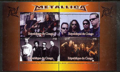 Congo 2015 Metallica #1 perf sheetlet containing 4 values unmounted mint. Note this item is privately produced and is offered purely on its thematic appeal