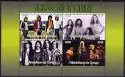 Congo 2015 Led Zeppelin #1 perf sheetlet containing 4 values unmounted mint. Note this item is privately produced and is offered purely on its thematic appeal