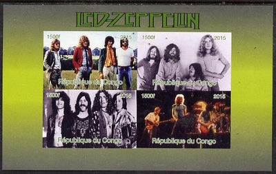 Congo 2015 Led Zeppelin #1 imperf sheetlet containing 4 values unmounted mint. Note this item is privately produced and is offered purely on its thematic appeal