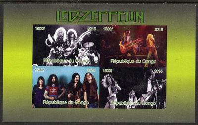 Congo 2015 Led Zeppelin #2 imperf sheetlet containing 4 values unmounted mint. Note this item is privately produced and is offered purely on its thematic appeal
