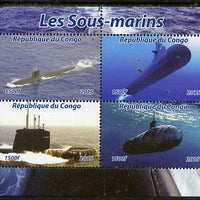 Congo 2015 Submarines perf sheetlet containing 4 values unmounted mint. Note this item is privately produced and is offered purely on its thematic appeal, it has no postal validity