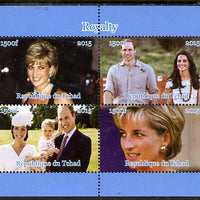 Chad 2015 Royalty #1 perf sheetlet containing 4 values unmounted mint. Note this item is privately produced and is offered purely on its thematic appeal. .