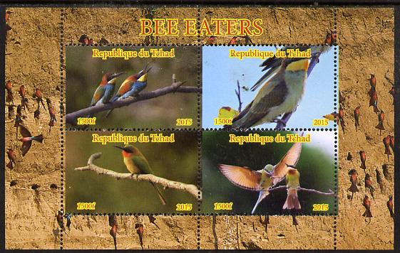 Chad 2015 Bee Eaters #2 perf sheetlet containing 4 values unmounted mint. Note this item is privately produced and is offered purely on its thematic appeal. .