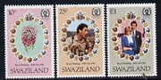 Swaziland 1981 Royal Wedding set of 3 unmounted mint, SG 376-78,,gutter pairs pro-rata