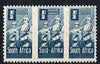South Africa 1942-44 KG6 War Effort (reduced size) 0.5d Infantry triplet unmounted mint, SG 97