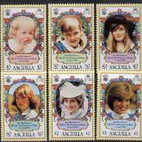 Anguilla 1982 Princess Di's 21st Birthday set of 6 unmounted mint, SG 507-12