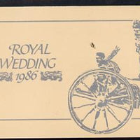 Booklet - Tuvalu - Nukufetau 1986 Royal Wedding (Andrew & Fergie) $6.40 booklet, State Coach in silver, panes imperf